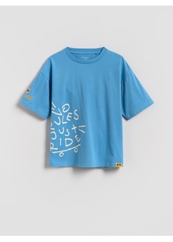 Reserved - Bawełniany t-shirt z nadrukiem - niebieski ze sklepu Reserved w kategorii T-shirty chłopięce - zdjęcie 185661913
