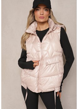 Jasnoróżowa Pikowana Kamizelka z Troczkami i Odpinanym Kapturem Arrelarra ze sklepu renee.pl w kategorii Kamizelki damskie - zdjęcie 185662321