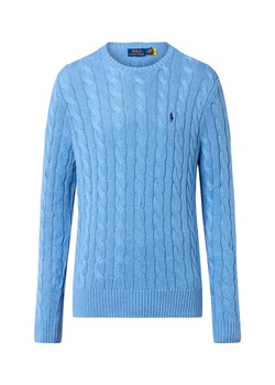Polo Ralph Lauren Męski sweter z dzianiny Mężczyźni Bawełna niebieski jednolity ze sklepu vangraaf w kategorii Swetry męskie - zdjęcie 185664431