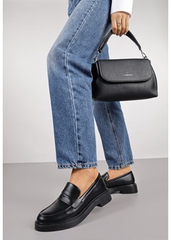 Czarne Mokasyny Vices z Ozdobną Wstawką Akelie ze sklepu born2be.pl w kategorii Mokasyny damskie - zdjęcie 185664734