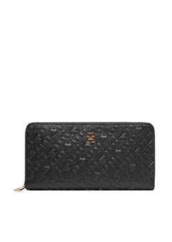 Duży Portfel Damski Tommy Hilfiger Th Icon Lrg Za Mono Embo AW0AW17955 Czarny ze sklepu eobuwie.pl w kategorii Portfele damskie - zdjęcie 185665283