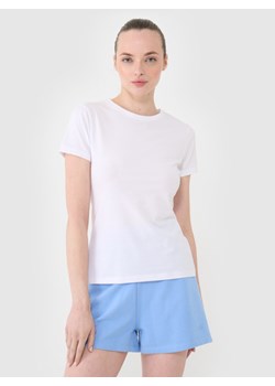 Damski t-shirt basic 4F 4FWMM00TTSHF2673 - biały ze sklepu Sportstylestory.com w kategorii Bluzki damskie - zdjęcie 185671014