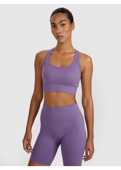 Damski biustonosz treningowy 4F 4FWAW25USBAF176 - fioletowy ze sklepu Sportstylestory.com w kategorii Biustonosze - zdjęcie 185671154