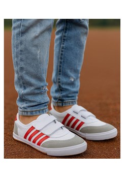 Białe trampki halówki na rzepy /D8-1 18083 T186/ ze sklepu Pantofelek24.pl w kategorii Trampki dziecięce - zdjęcie 185671401