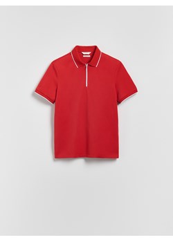 Reserved - Koszulka polo z merceryzowaną bawełną - czerwony ze sklepu Reserved w kategorii T-shirty męskie - zdjęcie 185683500