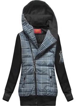 Bluza z łączonych materiałów granatowo-czarna (AMG-611A) ze sklepu goodlookin.pl w kategorii Bluzy damskie - zdjęcie 185684823