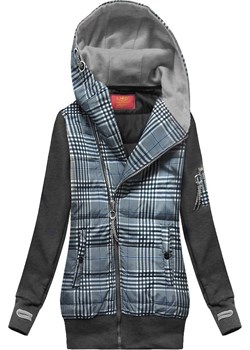 Bluza z łączonych materiałów granatowo-grafitowa (AMG-611A) ze sklepu goodlookin.pl w kategorii Bluzy damskie - zdjęcie 185684824