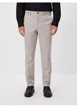 Reserved - Spodnie slim fit w kratę - beżowy ze sklepu Reserved w kategorii Spodnie męskie - zdjęcie 185685920