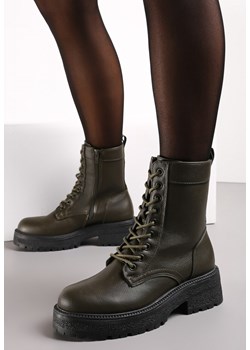 Zielone Sznurowane Botki Workery Luxira ze sklepu born2be.pl w kategorii Workery damskie - zdjęcie 185686380