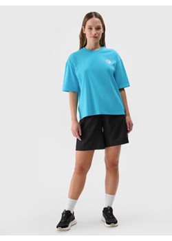 Damski t-shirt z nadrukiem 4F 4FRSS24TTSHF2108 - turkusowy ze sklepu Sportstylestory.com w kategorii Bluzki damskie - zdjęcie 185694033
