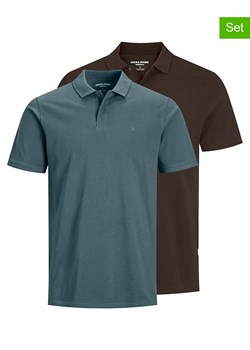 Jack &amp; Jones Koszulki polo (2 szt.) &quot;Jjebasic&quot; w kolorze brązowo-niebieskim ze sklepu Limango Polska w kategorii T-shirty męskie - zdjęcie 185696091