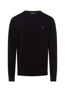 Fred Perry Męski sweter z dzianiny Mężczyźni Bawełna czarny jednolity ze sklepu vangraaf w kategorii Swetry męskie - zdjęcie 185699341