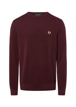 Fred Perry Męski sweter z dzianiny Mężczyźni Bawełna bordowy jednolity ze sklepu vangraaf w kategorii Swetry męskie - zdjęcie 185699342
