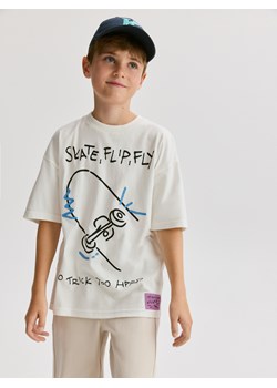 Reserved - T-shirt z nadrukiem - złamana biel ze sklepu Reserved w kategorii T-shirty chłopięce - zdjęcie 185699702