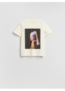 Reserved - T-shirt z nadrukiem - kremowy ze sklepu Reserved w kategorii Bluzki damskie - zdjęcie 185699924