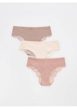 Reserved - Bawełniane majtki typu hipster 3 pack - brudny róż ze sklepu Reserved w kategorii Majtki damskie - zdjęcie 185700004