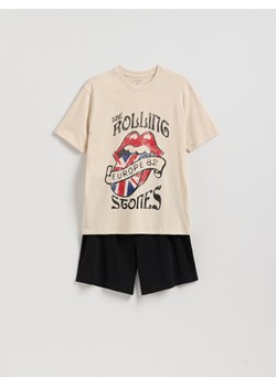 Reserved - Dwuczęściowa piżama Rolling Stones - złamana biel ze sklepu Reserved w kategorii Piżamy męskie - zdjęcie 185700154