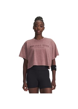 Damska koszulka treningowa Under Armour Project Rock Statement Graphic SS - różowa ze sklepu Sportstylestory.com w kategorii Bluzki damskie - zdjęcie 185704282