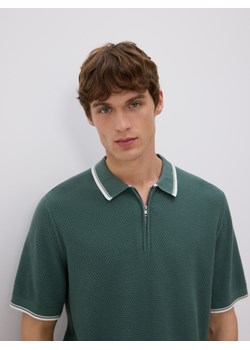 Reserved - Strukturalny sweter polo - zielony ze sklepu Reserved w kategorii Swetry męskie - zdjęcie 185705832