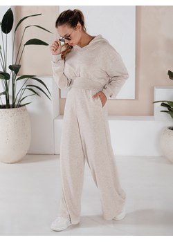 Komplet damski spodnie wide leg i bluza MINALIA beżowy Dstreet AY0917 ze sklepu DSTREET.PL w kategorii Dresy damskie - zdjęcie 185705903