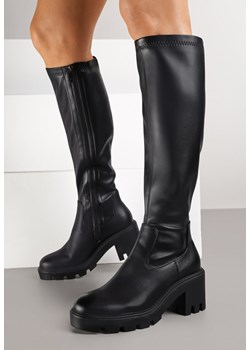 Czarne Kozaki na Słupku z Dopasowaną Cholewką Vemirea - id: 397869 - marki born2be - 185711021 Czarne Kozaki na Słupku z Dopasowaną Cholewką Vemirea ze sklepu born2be.pl w kategorii Kozaki damskie - zdjęcie 185711021