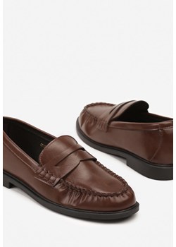 Jasnobrązowe Mokasyny Vices z Marszczeniem i Wkładką ze Skóry Naturalnej Mestia ze sklepu renee.pl w kategorii Mokasyny damskie - zdjęcie 185711483