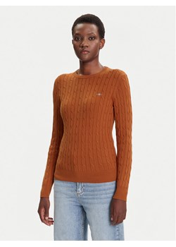 Gant Sweter 4800100 Brązowy Slim Fit ze sklepu MODIVO w kategorii Swetry damskie - zdjęcie 185713690