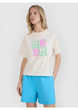 Damski t-shirt z nadrukiem 4F 4FRSS25TTSHF2974 - biały ze sklepu Sportstylestory.com w kategorii Bluzki damskie - zdjęcie 185716233