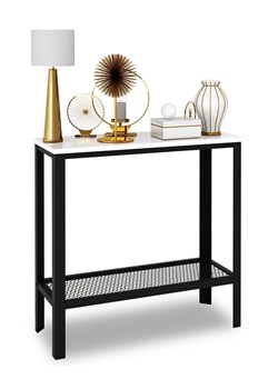 Konsola z metalowym stelażem w stylu loft czarny + biały połysk - Erid 4X ze sklepu Edinos.pl w kategorii Konsole - zdjęcie 185717340