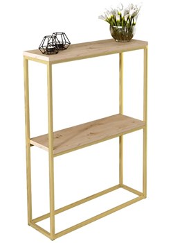 Nowoczesna konsola z metalowym stelażem złoty + dąb artisan - Carello 3X ze sklepu Edinos.pl w kategorii Konsole - zdjęcie 185717412