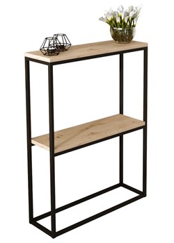 Konsola w stylu loft czarny + dąb artisan - Carello 4X ze sklepu Edinos.pl w kategorii Konsole - zdjęcie 185717440