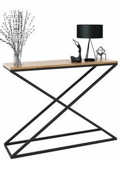Konsola w stylu loft czarny + dąb lancelot - Logan 4X ze sklepu Edinos.pl w kategorii Konsole - zdjęcie 185717652
