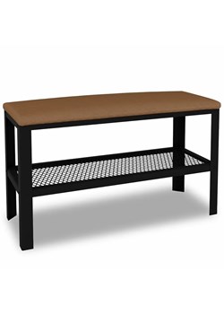 Siedzisko z metalowym stelażem w stylu loft czarny + ciemny beż - Sagal 4X ze sklepu Edinos.pl w kategorii Zestawy mebli do przedpokoju - zdjęcie 185718102