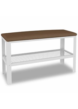 Nowoczesne siedzisko z półką na buty biały + ciemny beż - Sagal 5X ze sklepu Edinos.pl w kategorii Zestawy mebli do przedpokoju - zdjęcie 185718150