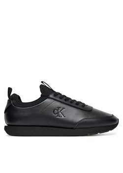 Sneakersy Calvin Klein Retro Runner Sock Laceup Lth YM0YM01362 Czarny ze sklepu eobuwie.pl w kategorii Buty sportowe męskie - zdjęcie 185722970