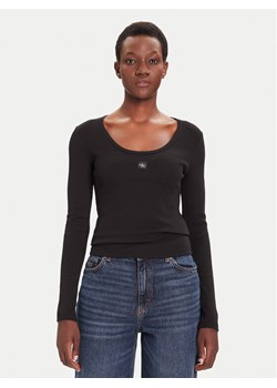 Calvin Klein Jeans Bluzka LV047D218G Czarny Slim Fit ze sklepu MODIVO w kategorii Bluzki damskie - zdjęcie 185724102