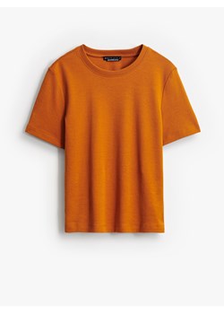Mohito - Pomarańczowy t-shirt z merceryzowanej bawełny - pomarańczowy ze sklepu Mohito w kategorii Bluzki damskie - zdjęcie 185724843