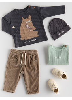 Reserved - Bawełniany longsleeve 2 pack - ciemnoszary ze sklepu Reserved w kategorii Odzież dla niemowląt - zdjęcie 185725052