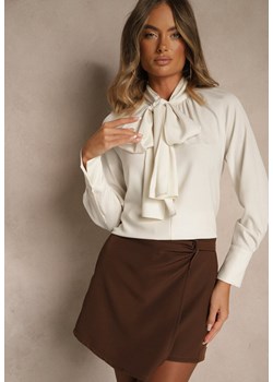Jasnobeżowa Bluzka Vices Ozdobiona Kokardą Overile ze sklepu renee.pl w kategorii Koszule damskie - zdjęcie 185725250