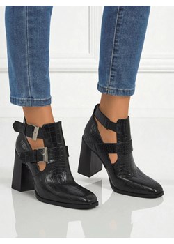 Tłoczone damskie botki na słupku Burnt Halo ze sklepu royalfashion.pl w kategorii Botki - zdjęcie 185728082