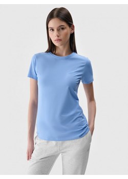 Damski t-shirt basic 4F 4FWMM00TTSHF2255 - niebieski ze sklepu Sportstylestory.com w kategorii Bluzki damskie - zdjęcie 185744230
