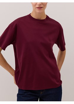 Reserved - T-shirt oversize z merceryzowanej bawełny - mahoniowy ze sklepu Reserved w kategorii Bluzki damskie - zdjęcie 185747363