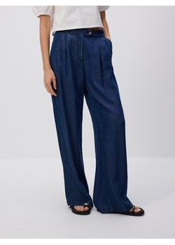 Reserved - Jeansy wide leg z lyocellu - granatowy ze sklepu Reserved w kategorii Jeansy damskie - zdjęcie 185747850
