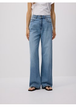 Reserved - Jeansy wide leg z dodatkiem lnu - niebieski ze sklepu Reserved w kategorii Jeansy damskie - zdjęcie 185750872