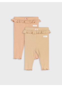 Sinsay - Prążkowane legginsy z falbanką 2 pack - różowy ze sklepu Sinsay w kategorii Odzież dla niemowląt - zdjęcie 185754753
