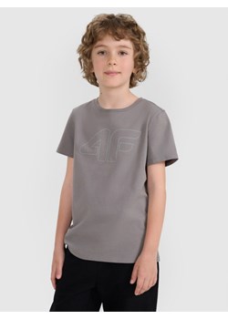 Chłopięcy t-shirt z nadrukiem 4F 4FJRAW25TTSHM3261 - szary ze sklepu Sportstylestory.com w kategorii T-shirty chłopięce - zdjęcie 185755790