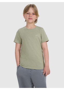 Chłopięcy t-shirt basic 4F 4FJRAW25TTSHM3260 - zielony ze sklepu Sportstylestory.com w kategorii T-shirty chłopięce - zdjęcie 185755804