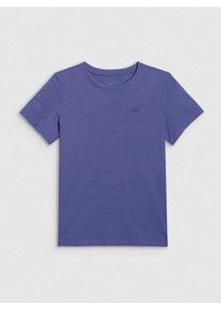 Chłopięcy t-shirt basic 4F 4FJRAW25TTSHM3260 - niebieski ze sklepu Sportstylestory.com w kategorii T-shirty chłopięce - zdjęcie 185755824