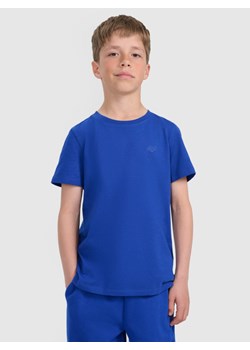 Chłopięcy t-shirt basic 4F 4FJRAW25TTSHM3260 - niebieski ze sklepu Sportstylestory.com w kategorii T-shirty chłopięce - zdjęcie 185755843