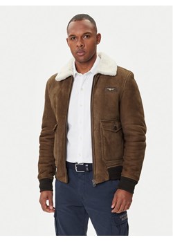 Aeronautica Militare Kurtka skórzana 252PN0163U100893 Brązowy Regular Fit ze sklepu MODIVO w kategorii Kurtki męskie - zdjęcie 185757500